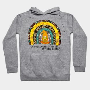 Sunflower and Rainbow Gnome Be Kind Inspirational Quote Hoodie